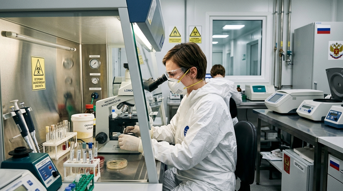 Specialized microbiological research laboratory at an infectious disease research institute