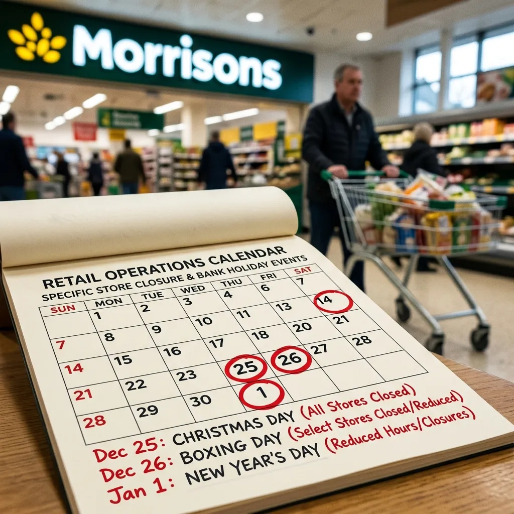 A calendar showing marked dates for Morrisons store closures