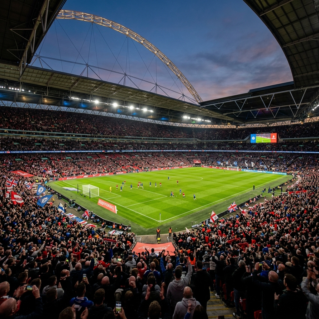 A packed football stadium during a Championship match.